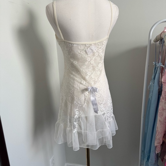 Vintage White Sheer Lace Slip Dress | Cottagecore Fairycore Lingerie XL - Picture 6 of 7
